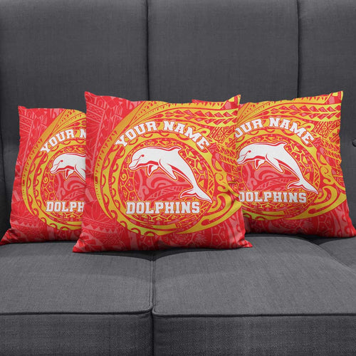 Personalized Dolphins Pillow Cover Polynesian Tribal Chest and Sleeve Tattoo