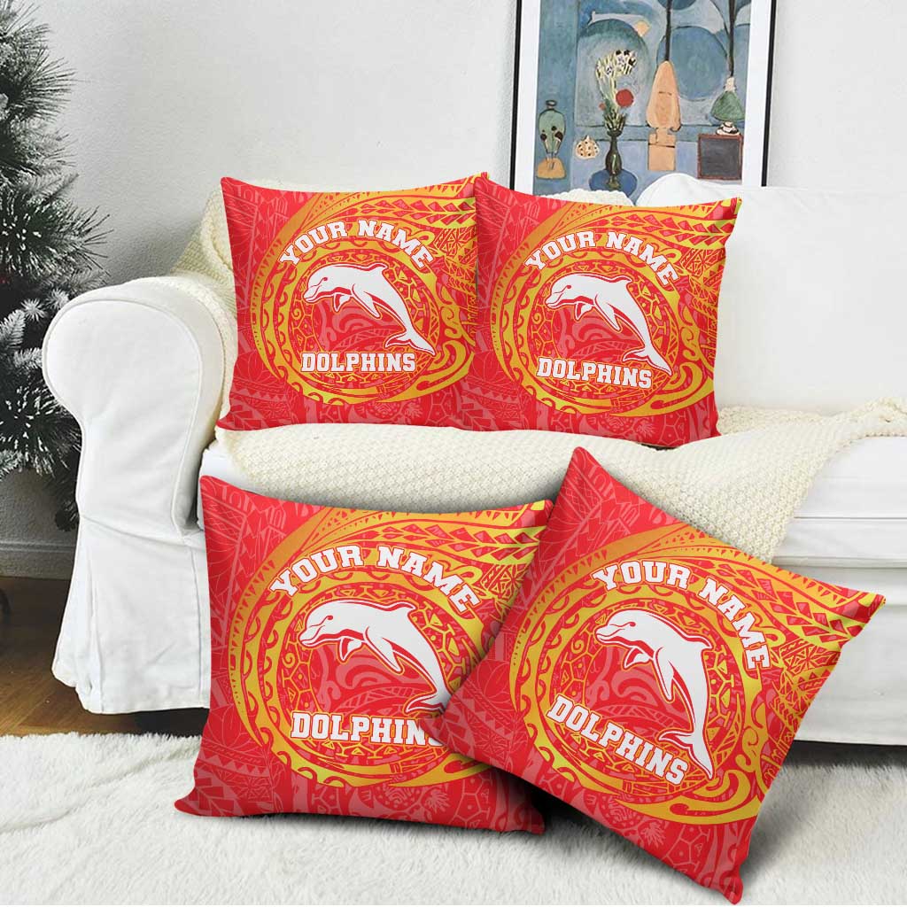 Personalized Dolphins Pillow Cover Polynesian Tribal Chest and Sleeve Tattoo