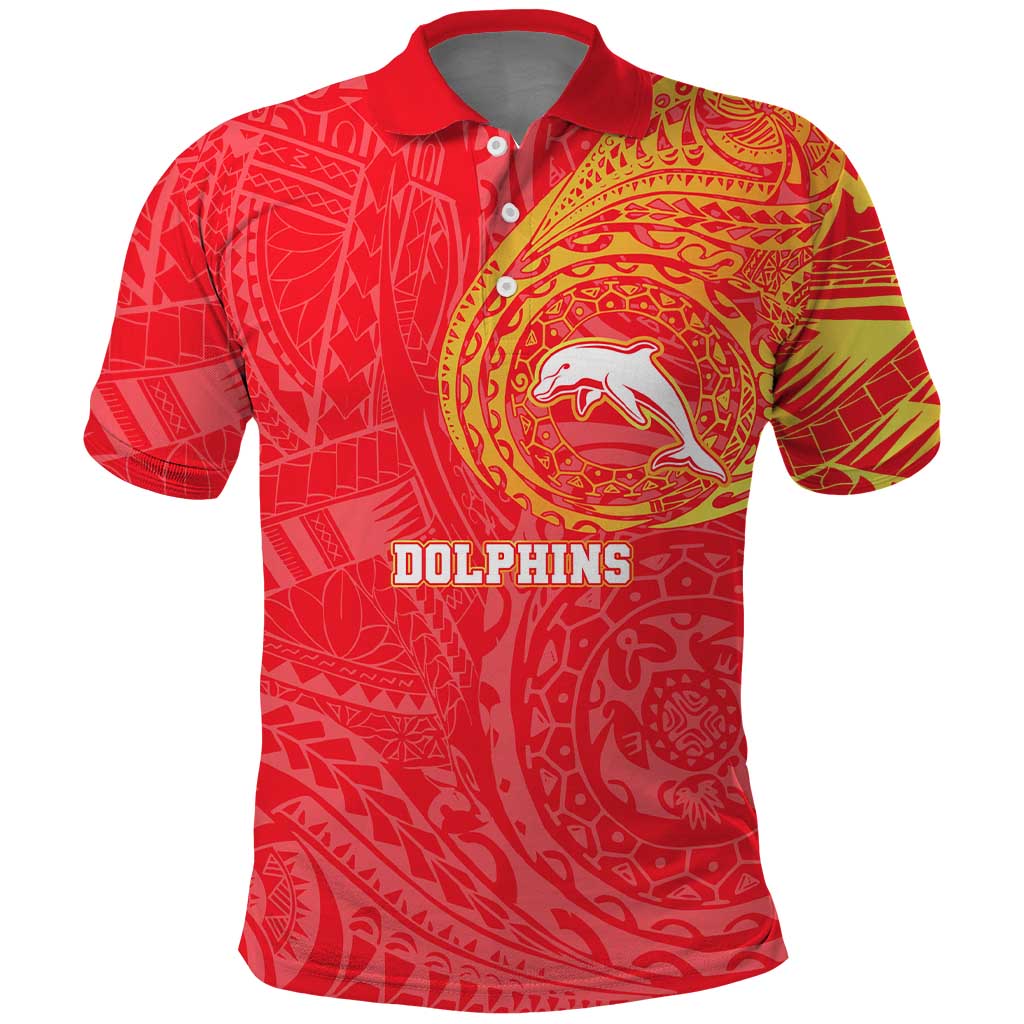 Personalized Dolphins Polo Shirt Polynesian Tribal Chest and Sleeve Tattoo