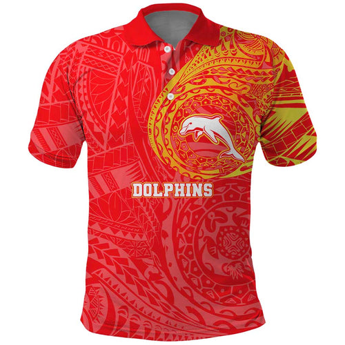 Personalized Dolphins Polo Shirt Polynesian Tribal Chest and Sleeve Tattoo