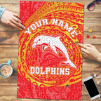 Personalized Dolphins Puzzle Polynesian Tribal Chest and Sleeve Tattoo