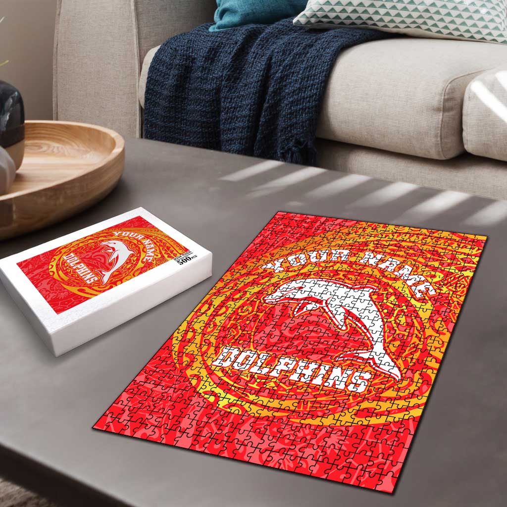 Personalized Dolphins Puzzle Polynesian Tribal Chest and Sleeve Tattoo