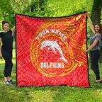 Personalized Dolphins Quilt Polynesian Tribal Chest and Sleeve Tattoo