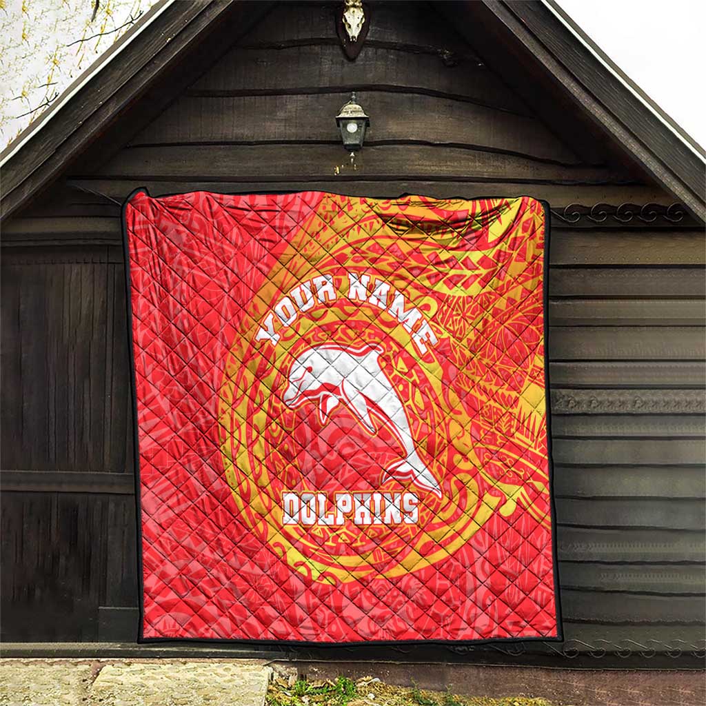 Personalized Dolphins Quilt Polynesian Tribal Chest and Sleeve Tattoo