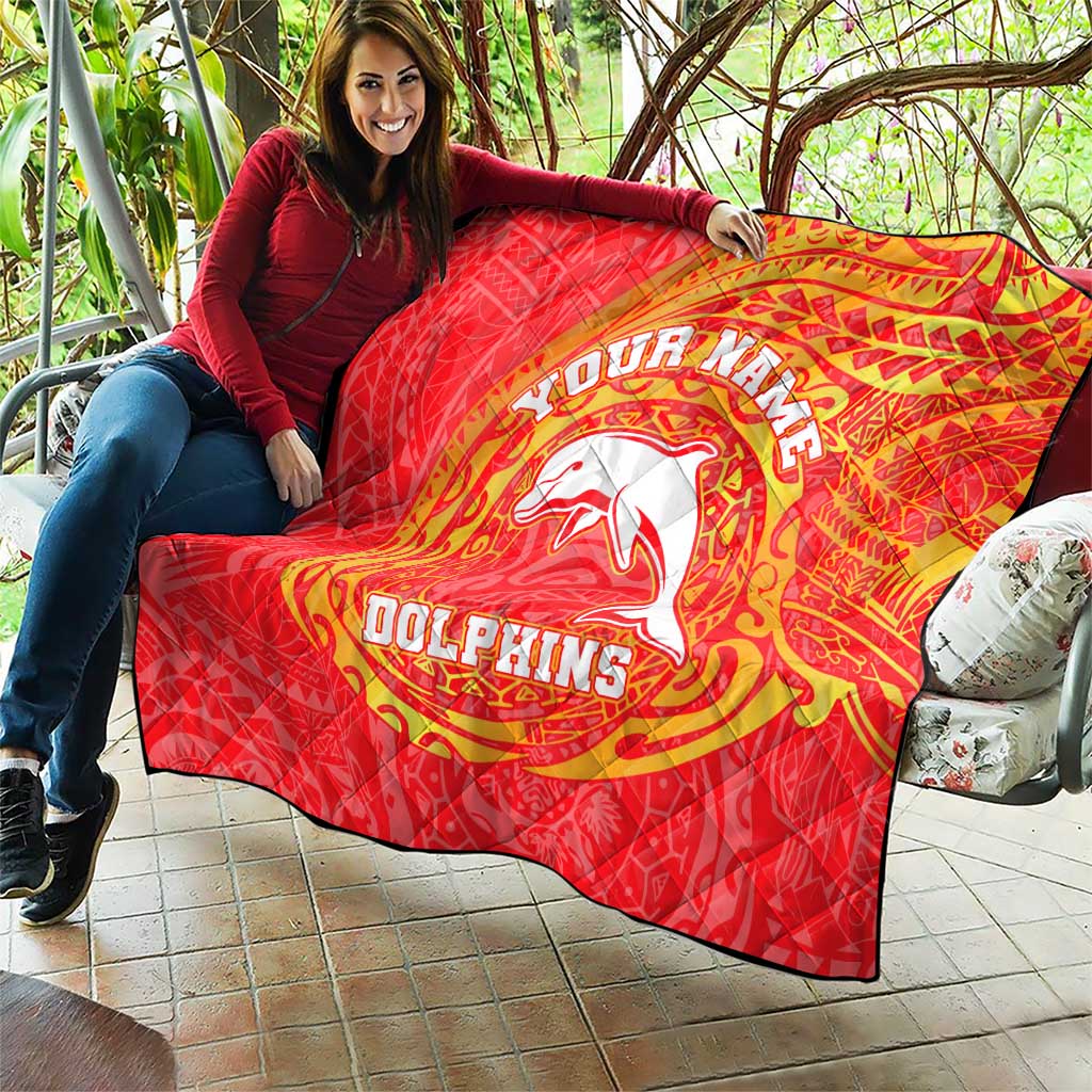 Personalized Dolphins Quilt Polynesian Tribal Chest and Sleeve Tattoo