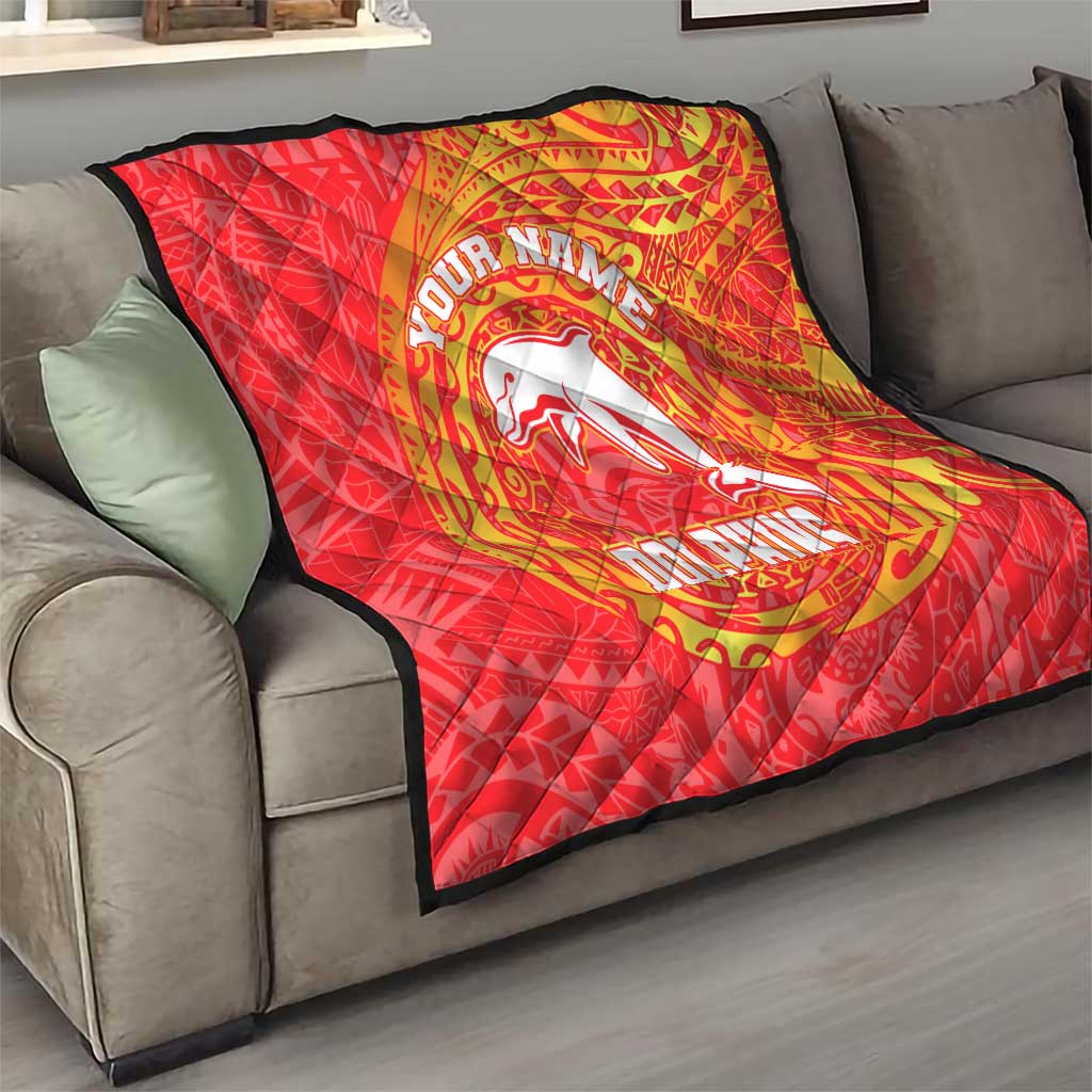 Personalized Dolphins Quilt Polynesian Tribal Chest and Sleeve Tattoo