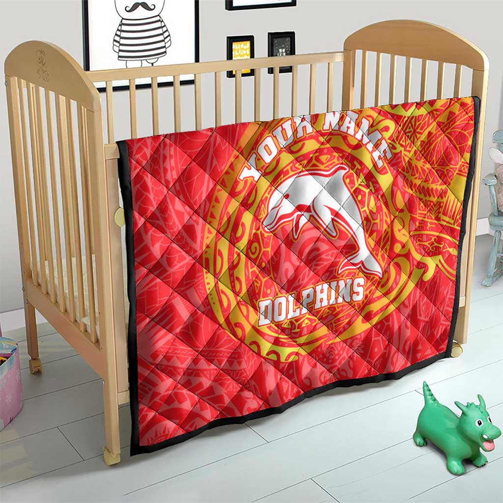 Personalized Dolphins Quilt Polynesian Tribal Chest and Sleeve Tattoo