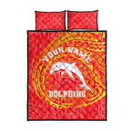 Personalized Dolphins Quilt Bed Set Polynesian Tribal Chest and Sleeve Tattoo