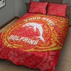 Personalized Dolphins Quilt Bed Set Polynesian Tribal Chest and Sleeve Tattoo