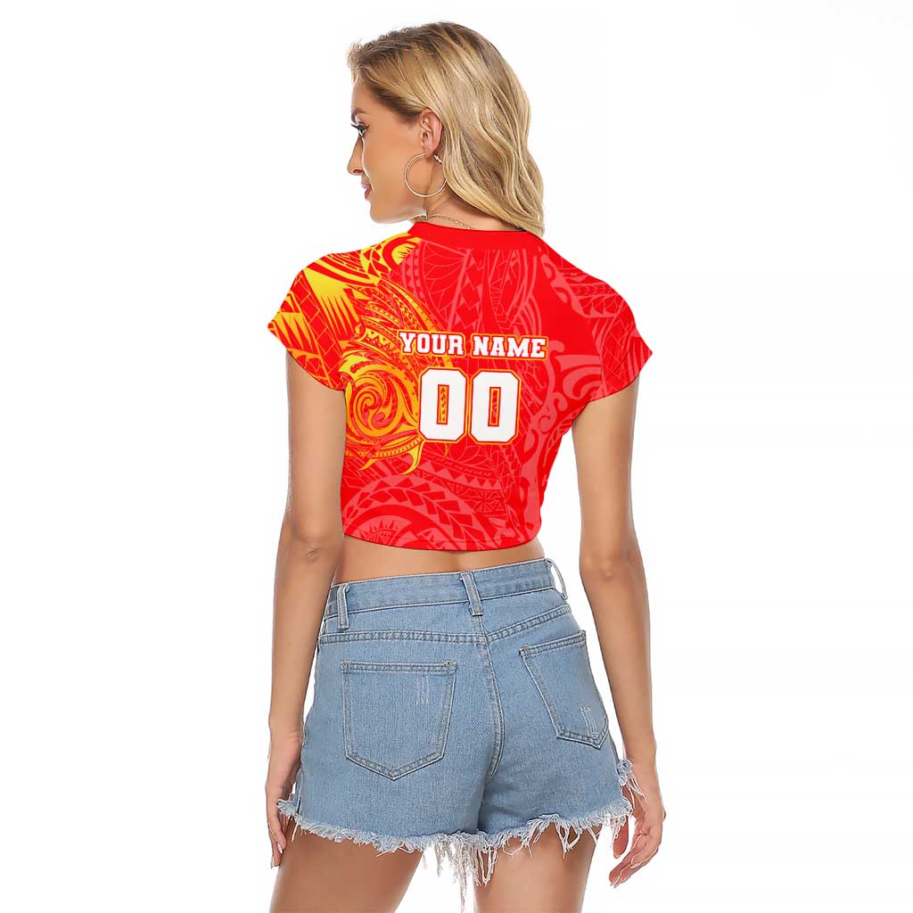 Personalized Dolphins Raglan Cropped T Shirt Polynesian Tribal Chest and Sleeve Tattoo