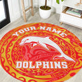 Personalized Dolphins Round Carpet Polynesian Tribal Chest and Sleeve Tattoo