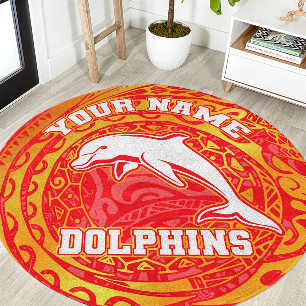 Personalized Dolphins Round Carpet Polynesian Tribal Chest and Sleeve Tattoo