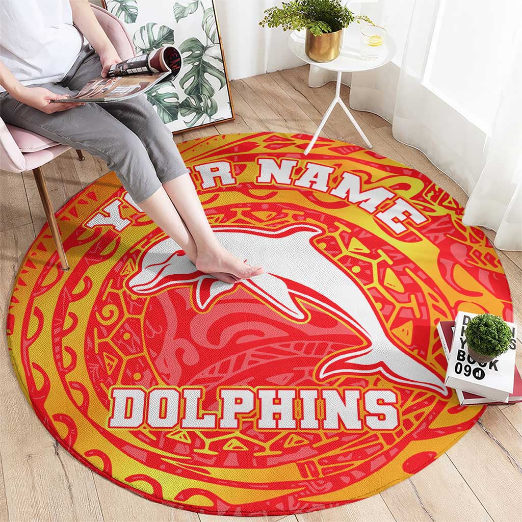 Personalized Dolphins Round Carpet Polynesian Tribal Chest and Sleeve Tattoo