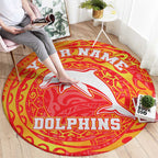 Personalized Dolphins Round Carpet Polynesian Tribal Chest and Sleeve Tattoo