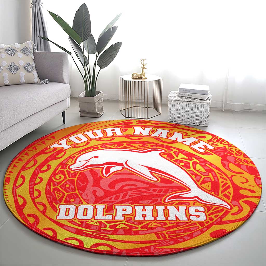Personalized Dolphins Round Carpet Polynesian Tribal Chest and Sleeve Tattoo