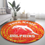 Personalized Dolphins Round Carpet Polynesian Tribal Chest and Sleeve Tattoo