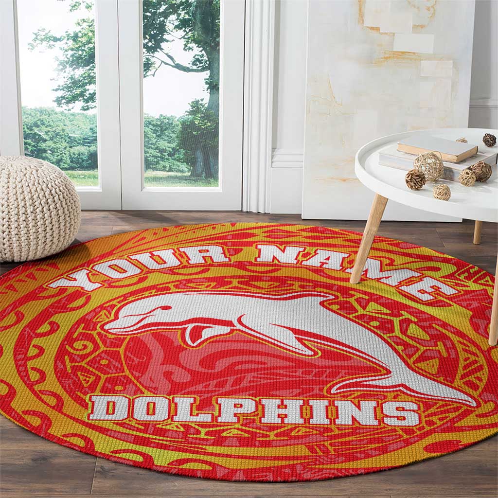 Personalized Dolphins Round Carpet Polynesian Tribal Chest and Sleeve Tattoo