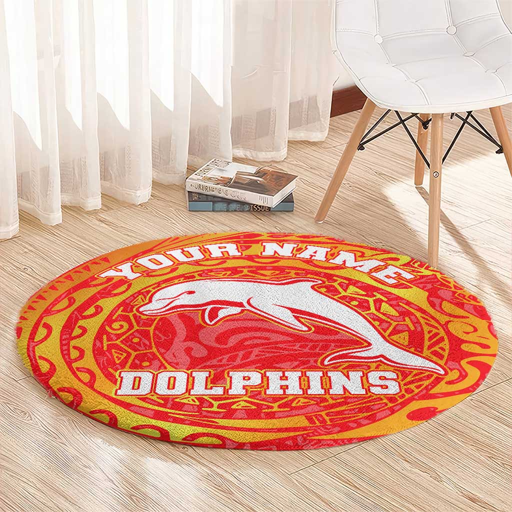 Personalized Dolphins Round Carpet Polynesian Tribal Chest and Sleeve Tattoo