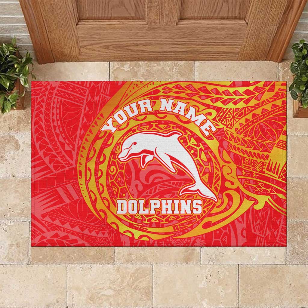 Personalized Dolphins Rubber Doormat Polynesian Tribal Chest and Sleeve Tattoo