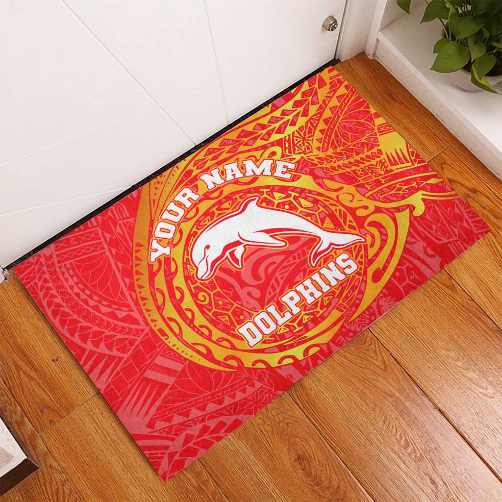 Personalized Dolphins Rubber Doormat Polynesian Tribal Chest and Sleeve Tattoo