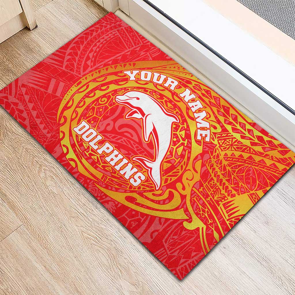 Personalized Dolphins Rubber Doormat Polynesian Tribal Chest and Sleeve Tattoo