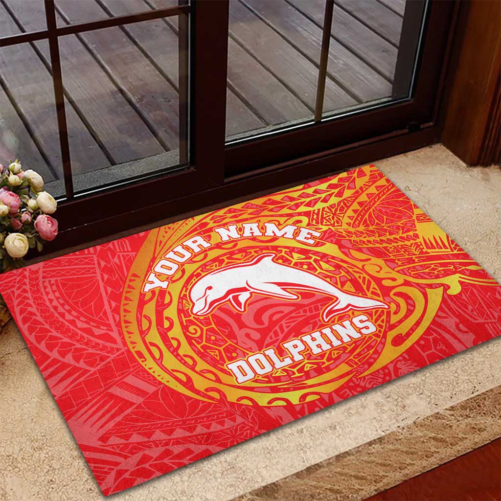 Personalized Dolphins Rubber Doormat Polynesian Tribal Chest and Sleeve Tattoo