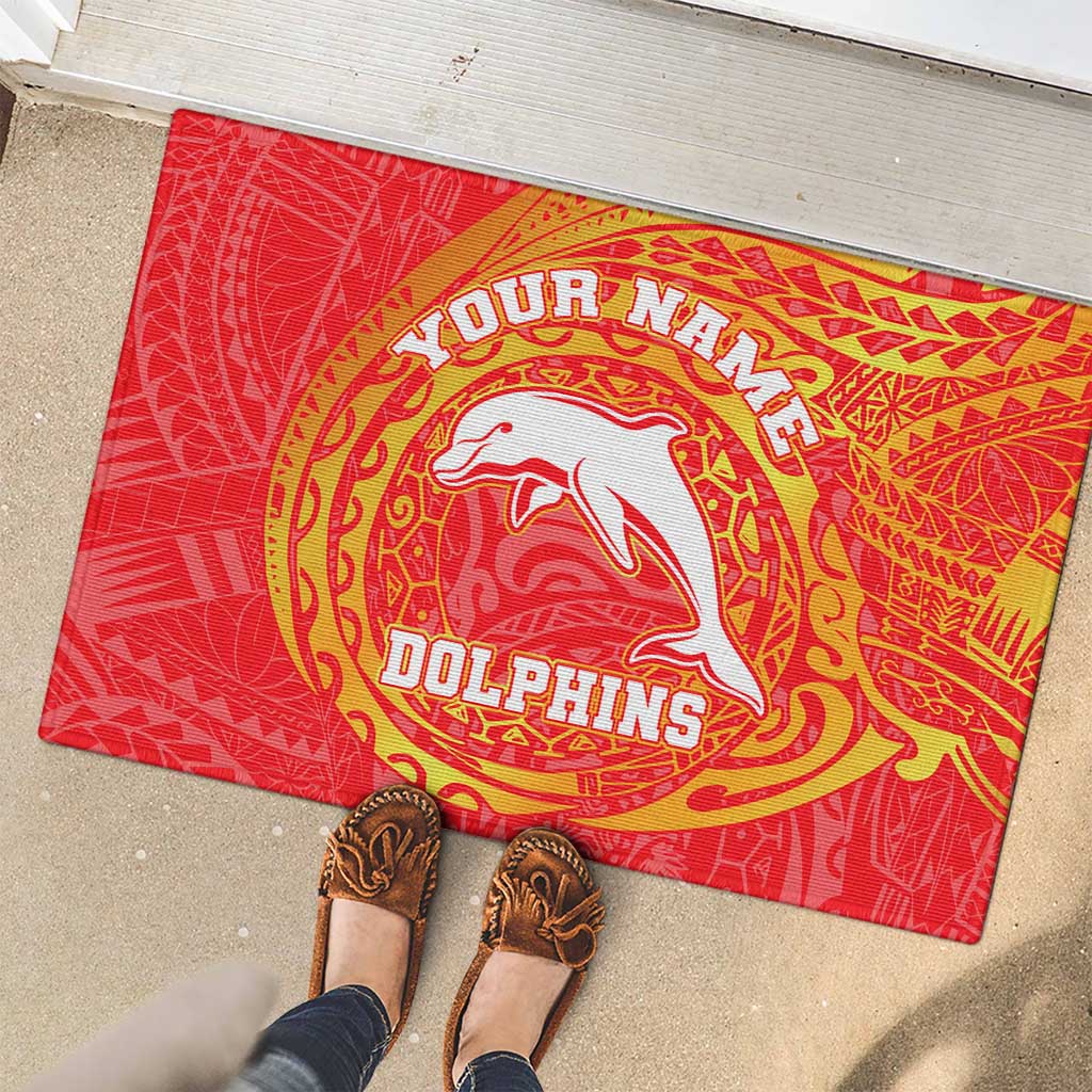 Personalized Dolphins Rubber Doormat Polynesian Tribal Chest and Sleeve Tattoo