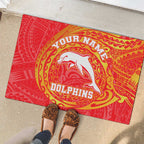 Personalized Dolphins Rubber Doormat Polynesian Tribal Chest and Sleeve Tattoo