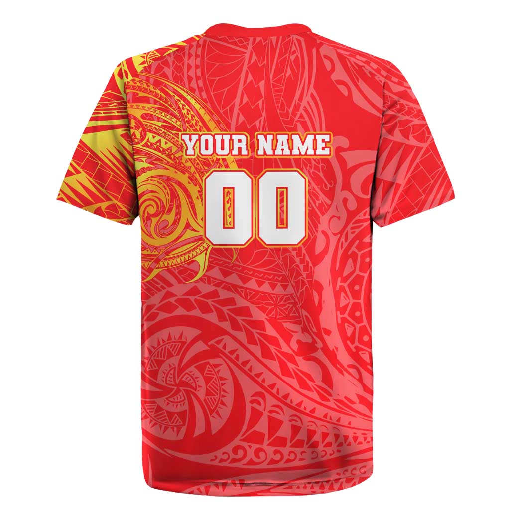 Personalized Dolphins Rugby Jersey Polynesian Tribal Chest and Sleeve Tattoo