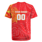 Personalized Dolphins Rugby Jersey Polynesian Tribal Chest and Sleeve Tattoo