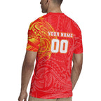 Personalized Dolphins Rugby Jersey Polynesian Tribal Chest and Sleeve Tattoo