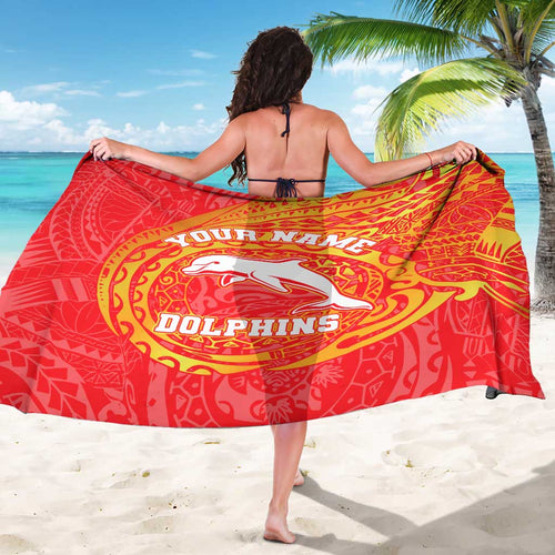 Personalized Dolphins Sarong Polynesian Tribal Chest and Sleeve Tattoo