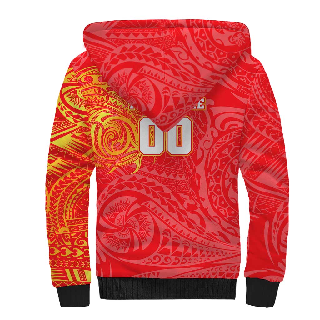 Personalized Dolphins Sherpa Hoodie Polynesian Tribal Chest and Sleeve Tattoo