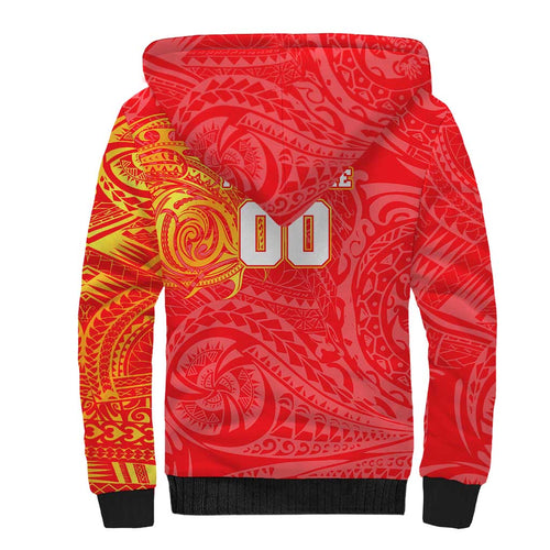 Personalized Dolphins Sherpa Hoodie Polynesian Tribal Chest and Sleeve Tattoo