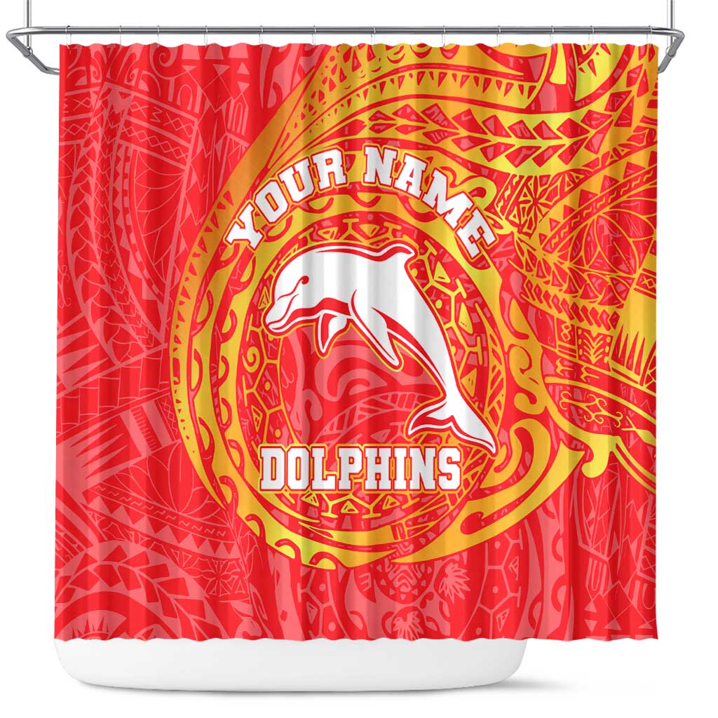 Personalized Dolphins Shower Curtain Polynesian Tribal Chest and Sleeve Tattoo