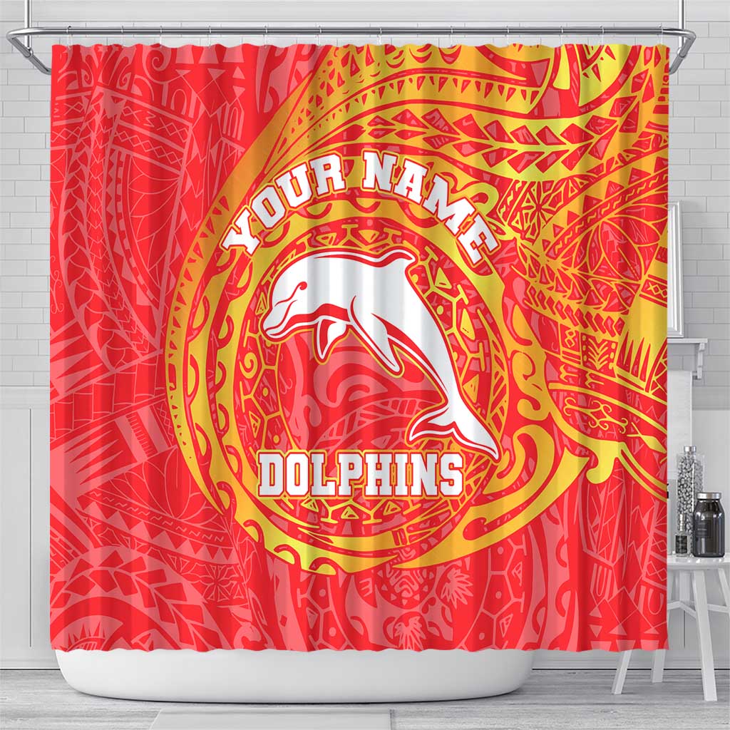 Personalized Dolphins Shower Curtain Polynesian Tribal Chest and Sleeve Tattoo