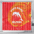 Personalized Dolphins Shower Curtain Polynesian Tribal Chest and Sleeve Tattoo