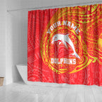 Personalized Dolphins Shower Curtain Polynesian Tribal Chest and Sleeve Tattoo