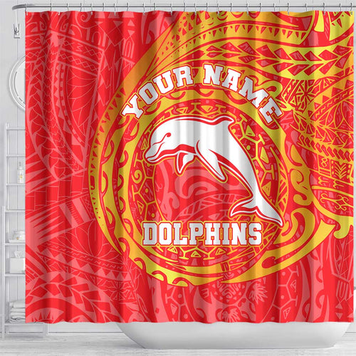 Personalized Dolphins Shower Curtain Polynesian Tribal Chest and Sleeve Tattoo