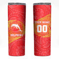 Personalized Dolphins Skinny Tumbler Polynesian Tribal Chest and Sleeve Tattoo