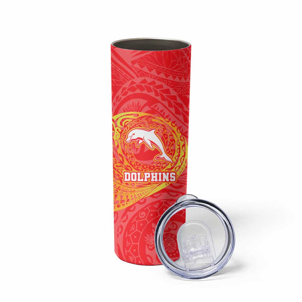 Personalized Dolphins Skinny Tumbler Polynesian Tribal Chest and Sleeve Tattoo