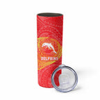 Personalized Dolphins Skinny Tumbler Polynesian Tribal Chest and Sleeve Tattoo