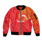 Personalized Dolphins Sleeve Zip Bomber Jacket Polynesian Tribal Chest and Sleeve Tattoo