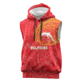 Personalized Dolphins Sleeveless Hoodie Polynesian Tribal Chest and Sleeve Tattoo
