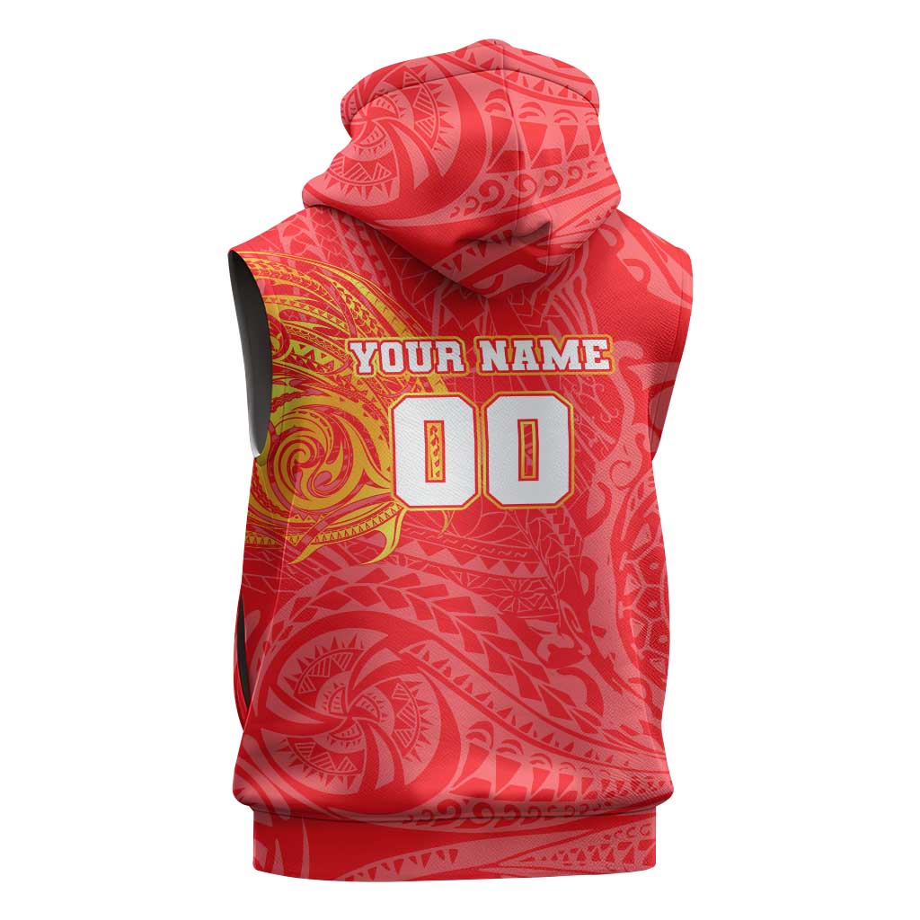 Personalized Dolphins Sleeveless Hoodie Polynesian Tribal Chest and Sleeve Tattoo