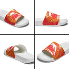 Personalized Dolphins Slide Sandals Polynesian Tribal Chest and Sleeve Tattoo