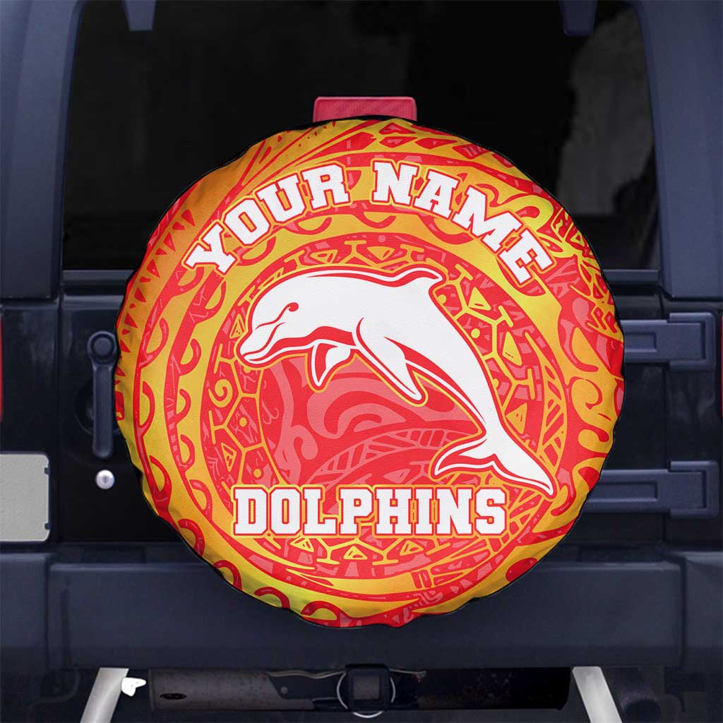 Personalized Dolphins Spare Tire Cover Polynesian Tribal Chest and Sleeve Tattoo