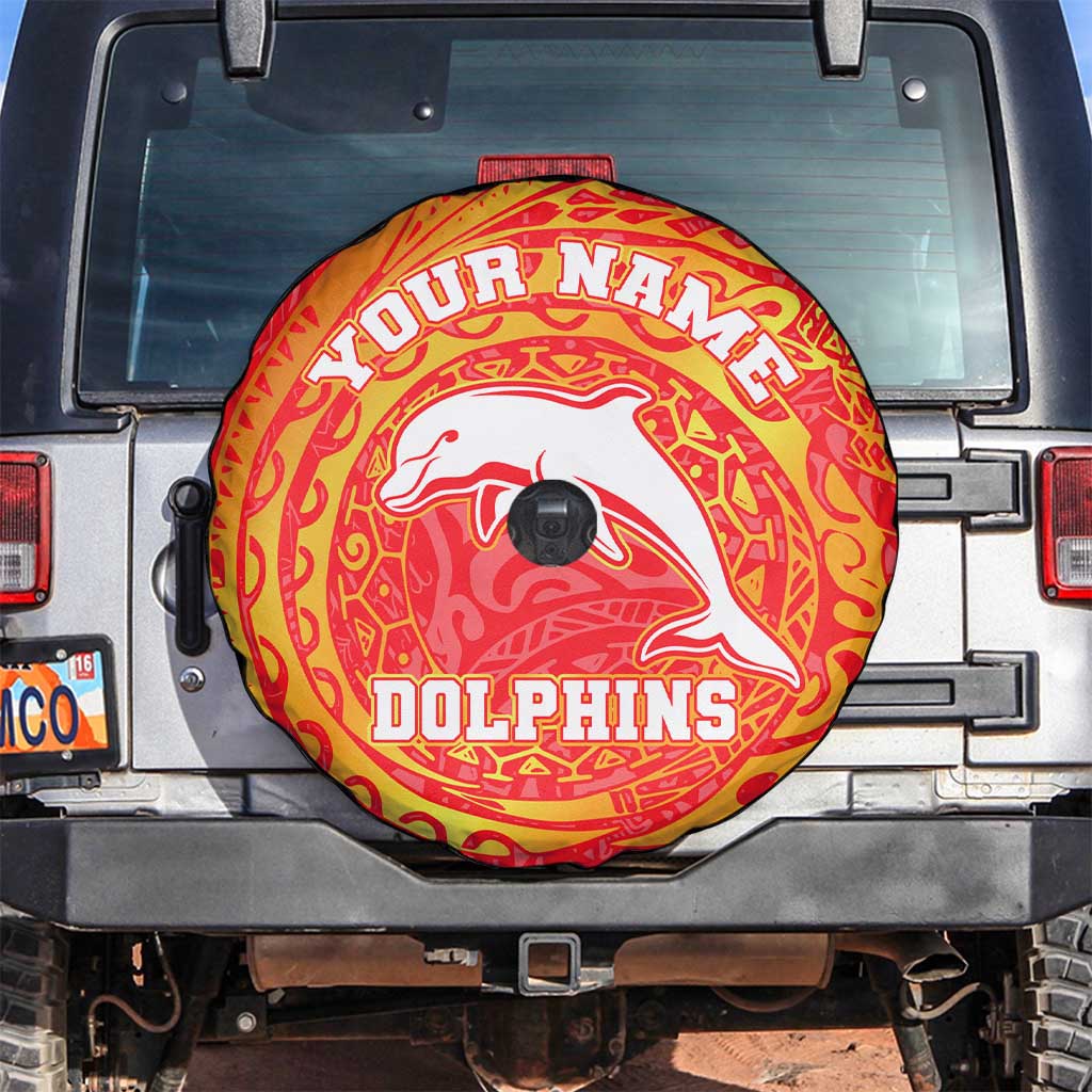 Personalized Dolphins Spare Tire Cover Polynesian Tribal Chest and Sleeve Tattoo