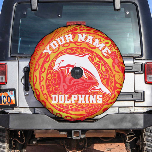 Personalized Dolphins Spare Tire Cover Polynesian Tribal Chest and Sleeve Tattoo