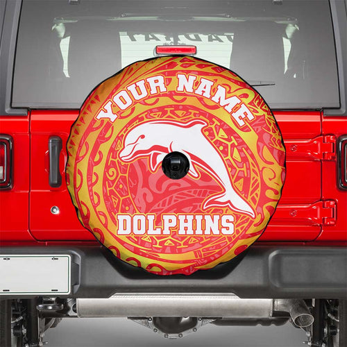 Personalized Dolphins Spare Tire Cover Polynesian Tribal Chest and Sleeve Tattoo